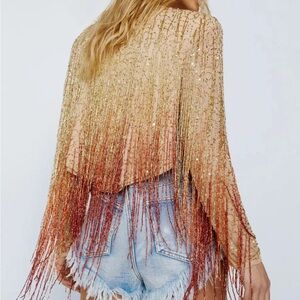 Nasty Gal | Sequin Fringe Crop Jacket